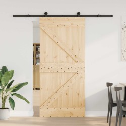 Porte coulissante NARVIK Naturel et noir 95 x 210 cm (213,5 cm) 645342645342