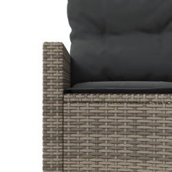 Canapé de jardin avec coussins rond gris résine tressée 645349645349