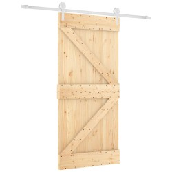 Porte coulissante Naturel et Blanc 95 x 210 cm 645356645356
