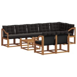 Ensemble de canapés d'extérieur 9 pcs Naturel et Noir 645361645361