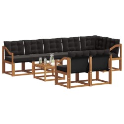 Ensemble de canapés d'extérieur 9 pcs Naturel et Noir 645361645361