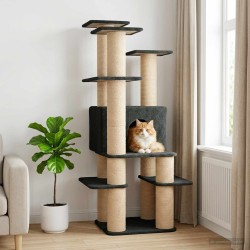 Arbre à chat avec poteaux à griffer en sisal Gris foncé 161 cm 645362645362