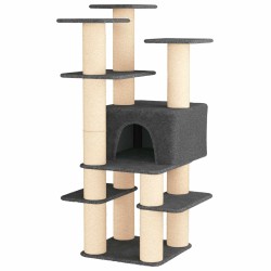 Arbre à chat avec poteaux à griffer en sisal Gris foncé 161 cm 645362645362