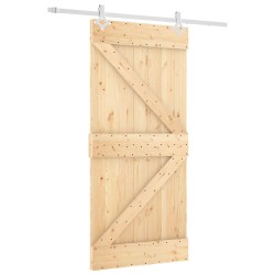 Porte coulissante Naturel et Blanc 95 x 210 cm 645365645365