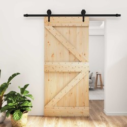 Porte coulissante Naturel et noir 95 x 210 cm 645367645367