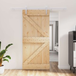 Porte coulissante Naturel et Blanc 95 x 210 cm 645368645368