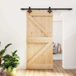 Porte coulissante Naturel et noir 95 x 210 cm 645370645370