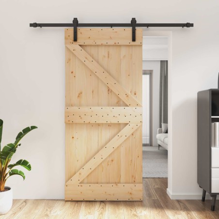 Porte coulissante Naturel et noir 95 x 210 cm 645371645371