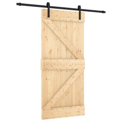 Porte coulissante Naturel et noir 95 x 210 cm 645371645371