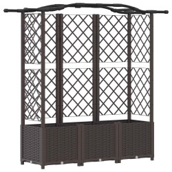 Lit Élevé avec Treillis et Toit Marron 163 x 40 x 138 cm PP 645379645379