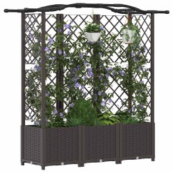 Lit Élevé avec Treillis et Toit Marron 163 x 40 x 138 cm PP 645379645379