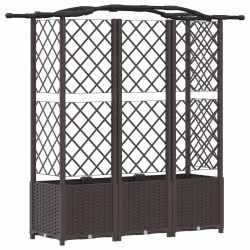 Lit Élevé avec Treillis et Toit Marron 163 x 40 x 138 cm PP 645379645379
