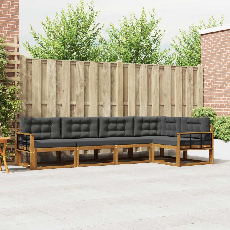 Ensemble de canapés d'extérieur 5 pcs Naturel et Anthracite 645386645386