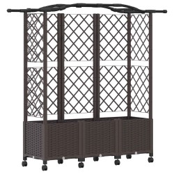 Lit Élevé avec Treillis et Toit Marron 163 x 40 x 144 cm PP 645390645390