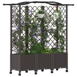 Lit Élevé avec Treillis et Toit Marron 163 x 40 x 144 cm PP 645390645390