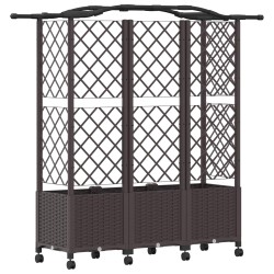 Lit Élevé avec Treillis et Toit Marron 163 x 40 x 144 cm PP 645390645390