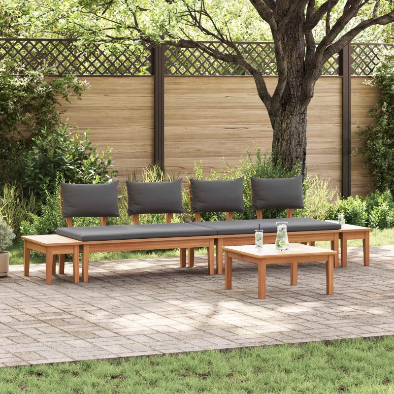 Ensemble de canapé de jardin 5 pcs Marron et gris 645402645402