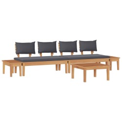 Ensemble de canapé de jardin 5 pcs Marron et gris 645402645402