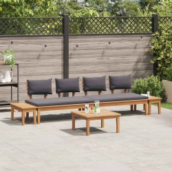 Ensemble de canapé de jardin 5 pcs Marron et gris 645402645402