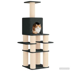 Arbre à chat avec poteaux à griffer en sisal Gris foncé 180 cm 645408645408