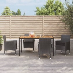 Ensemble à manger de jardin coussins 5pcs Noir Résine tressée 645418645418
