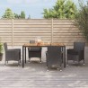 Ensemble à manger de jardin coussins 5pcs Noir Résine tressée 645418645418