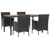 Ensemble à manger de jardin coussins 5pcs Noir Résine tressée 645418645418