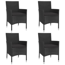 Ensemble à manger de jardin coussins 5pcs Noir Résine tressée 645418645418