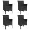 Ensemble à manger de jardin coussins 5pcs Noir Résine tressée 645418645418