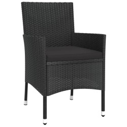 Ensemble à manger de jardin coussins 5pcs Noir Résine tressée 645418645418