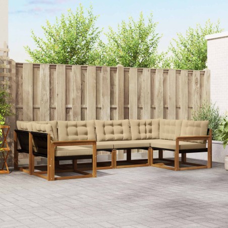 Ensemble de canapés d'extérieur 6 pcs Naturel et Beige 645419645419