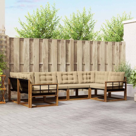 Ensemble de canapés d'extérieur 6 pcs Naturel et Beige 645420645420