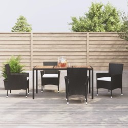 Ensemble à manger de jardin coussins 5pcs Noir Résine tressée 645426645426