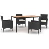 Ensemble à manger de jardin coussins 5pcs Noir Résine tressée 645426645426