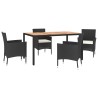 Ensemble à manger de jardin coussins 5pcs Noir Résine tressée 645426645426