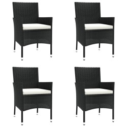 Ensemble à manger de jardin coussins 5pcs Noir Résine tressée 645426645426