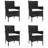 Ensemble à manger de jardin coussins 5pcs Noir Résine tressée 645426645426