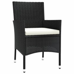 Ensemble à manger de jardin coussins 5pcs Noir Résine tressée 645426645426