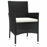 Ensemble à manger de jardin coussins 5pcs Noir Résine tressée 645426645426