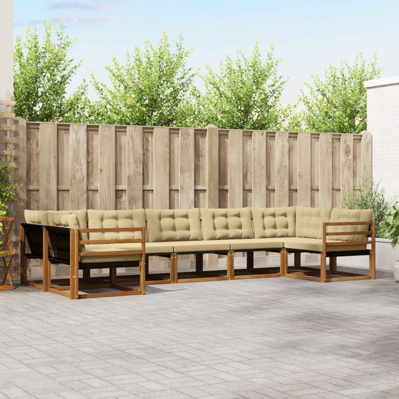Ensemble de canapés d'extérieur 7 pcs Naturel et Beige 645427645427