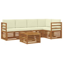 Ensemble de canapé d'angle avec coussin 6 pcs Naturel et Crème 645429645429