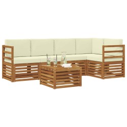 Ensemble de canapé d'angle avec coussin 6 pcs Naturel et Crème 645429645429