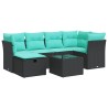 Salon de jardin 7 pcs avec coussins noir résine tressée 645447645447