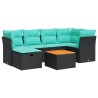 Salon de jardin 7 pcs avec coussins noir résine tressée 645448645448