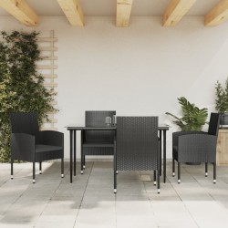 Ensemble à manger de jardin 5 pcs noir résine tressée et acier 645454645454