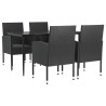 Ensemble à manger de jardin 5 pcs noir résine tressée et acier 645454645454