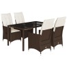 Ensemble à manger de jardin 5 pcs et coussins marron poly rotin 645455645455