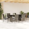 Ensemble à manger de jardin et coussins 7 pcs gris rotin 645461645461