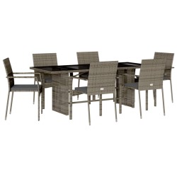 Ensemble à manger de jardin et coussins 7 pcs gris rotin 645461645461