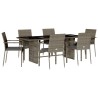 Ensemble à manger de jardin et coussins 7 pcs gris rotin 645461645461